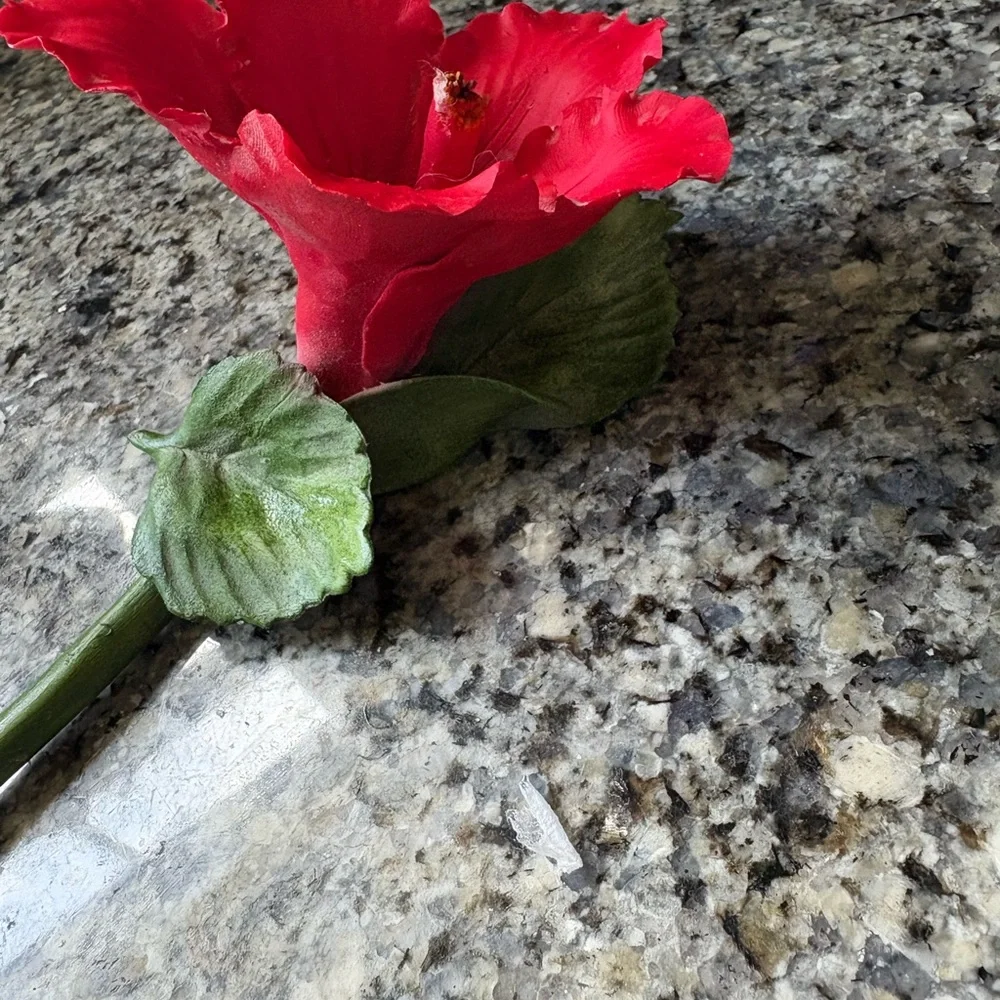 Vintage Capodiment Fabar Vibrant Red Hibiscus Flower made in Italy